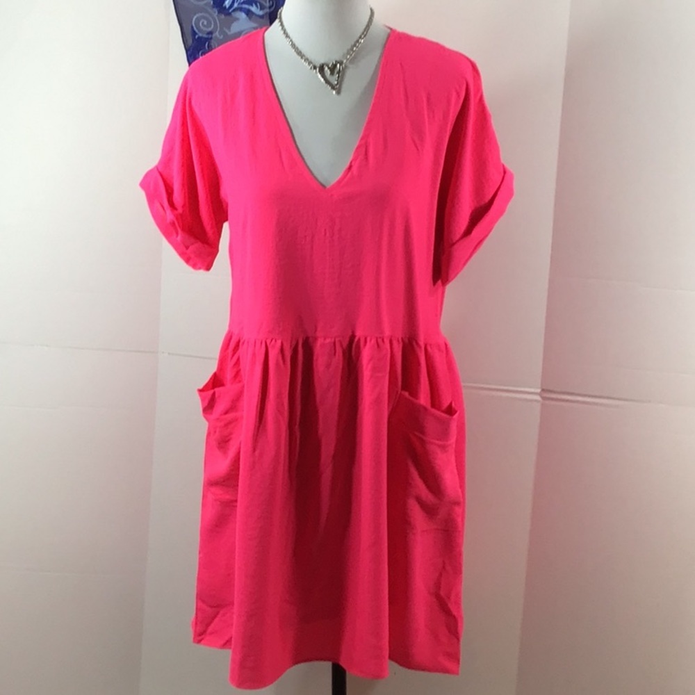 Caramela hot pink pocket dress S